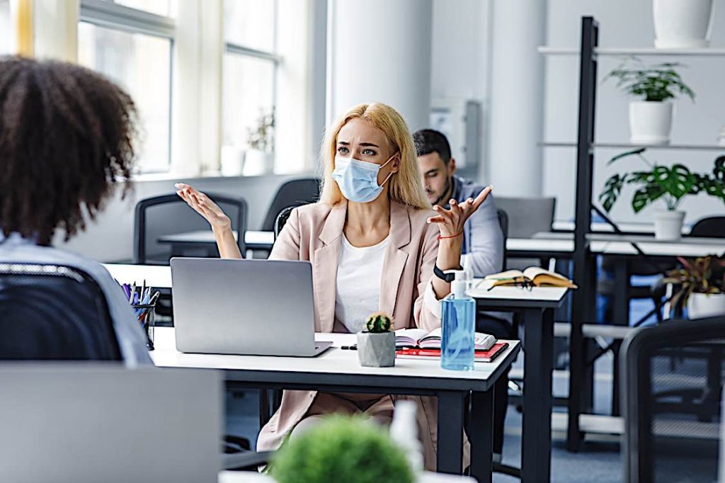 HR Management — Inevitable Conflicts Over Masks in the Workplace: What To Do 2 Mask Conflict Workplace HR Management Pivotal HR Solutions Blog